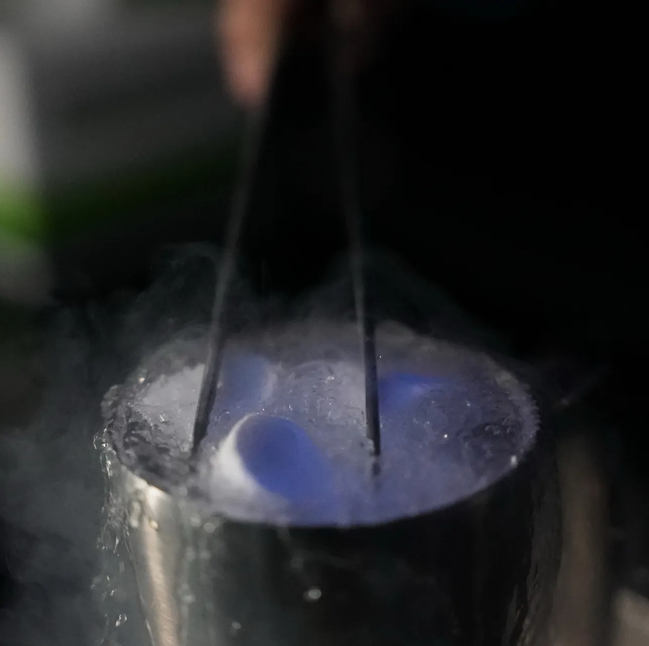 液体窒素で瞬間冷凍されたマシュマロ